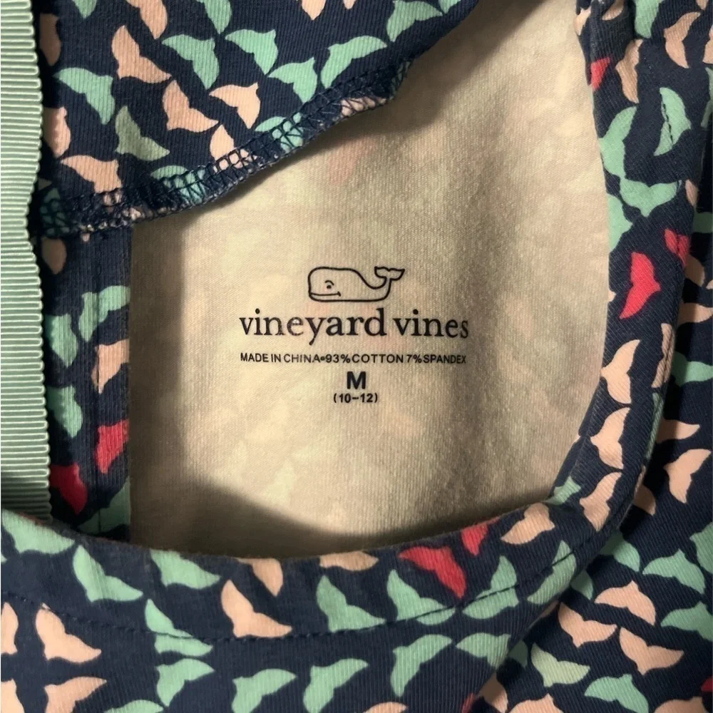 VINEYARD Vines Girls 3/4 Sleeve Multi Colored Whale Tail Print Dress Size M10/12 - Picture 3 of 4